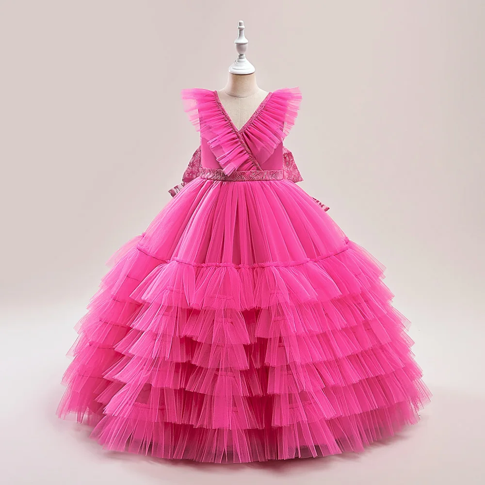 Robe de Soirée Élégante en Tulle pour Fille, Tenue de Princesse, Dos aux, Demoiselle d'Honneur, Bal de Mariage, Anniversaire, Première Communion