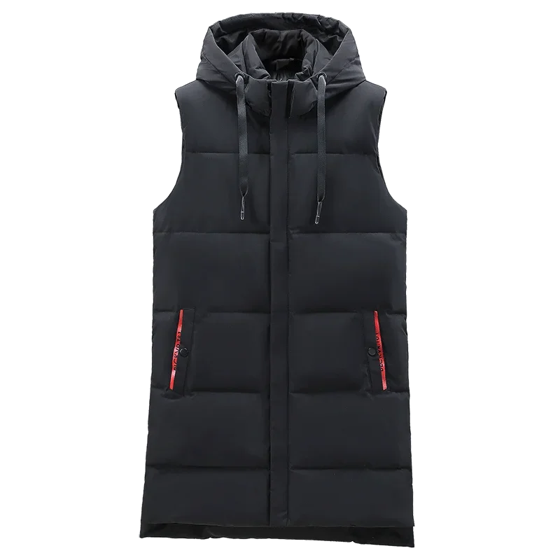 Long Warm Sleeveless Men Casual Trend Hooded New Work Vest Men's High Quality Sports Waistcoat Outdoor Fashionable Vest Jacket