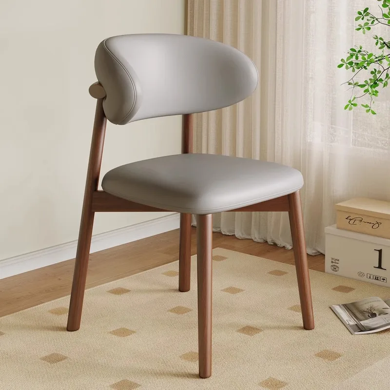 Nordic solid wood dining chair home modern simple desk chair French dressing stool antique cafe leisure chair