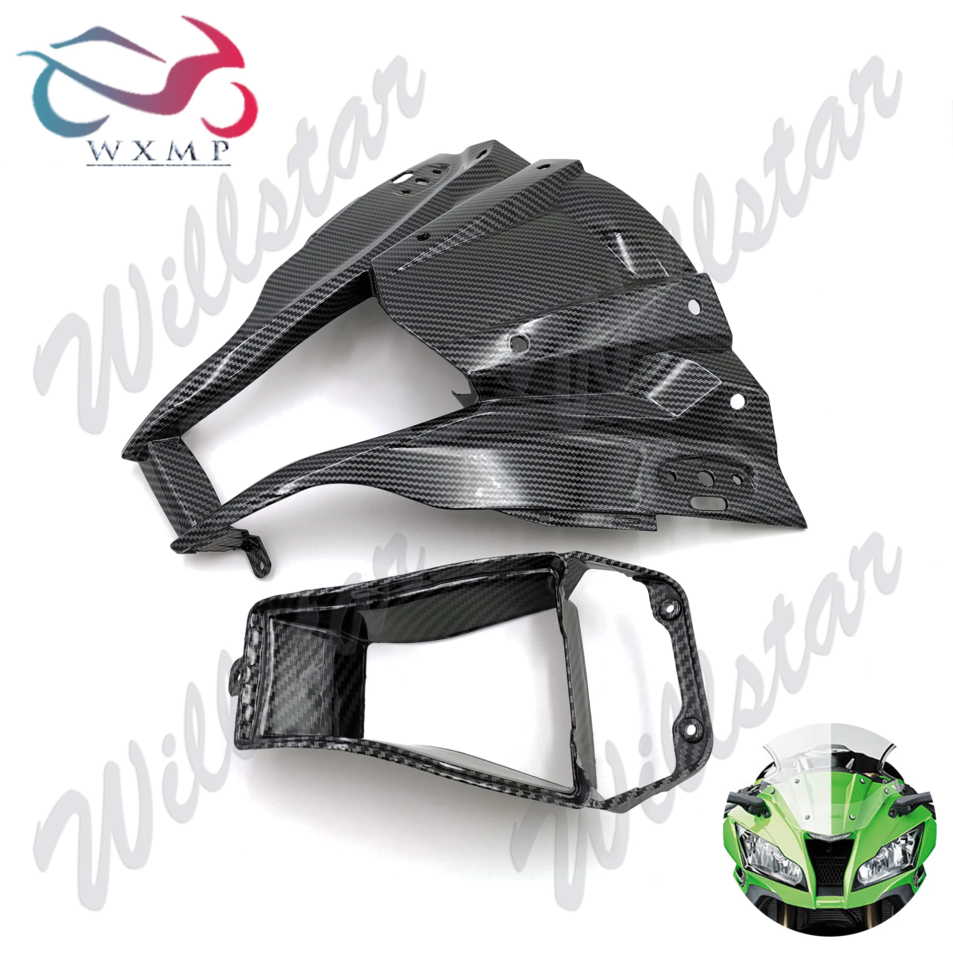 

Carbon Fiber Look Front Upper Fairing Cowl Nose kit For Kawasaki Ninja ZX-10R ZX10R 2011 2012 2013 2014 2015