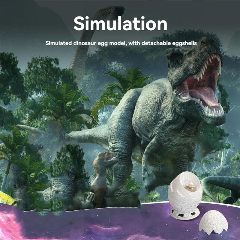 RALCA-Dinosaur Egg Galaxy Star Projector Night Light 7 Colors With Timer& Remote Control For Sleeping Atmosphere Lighting