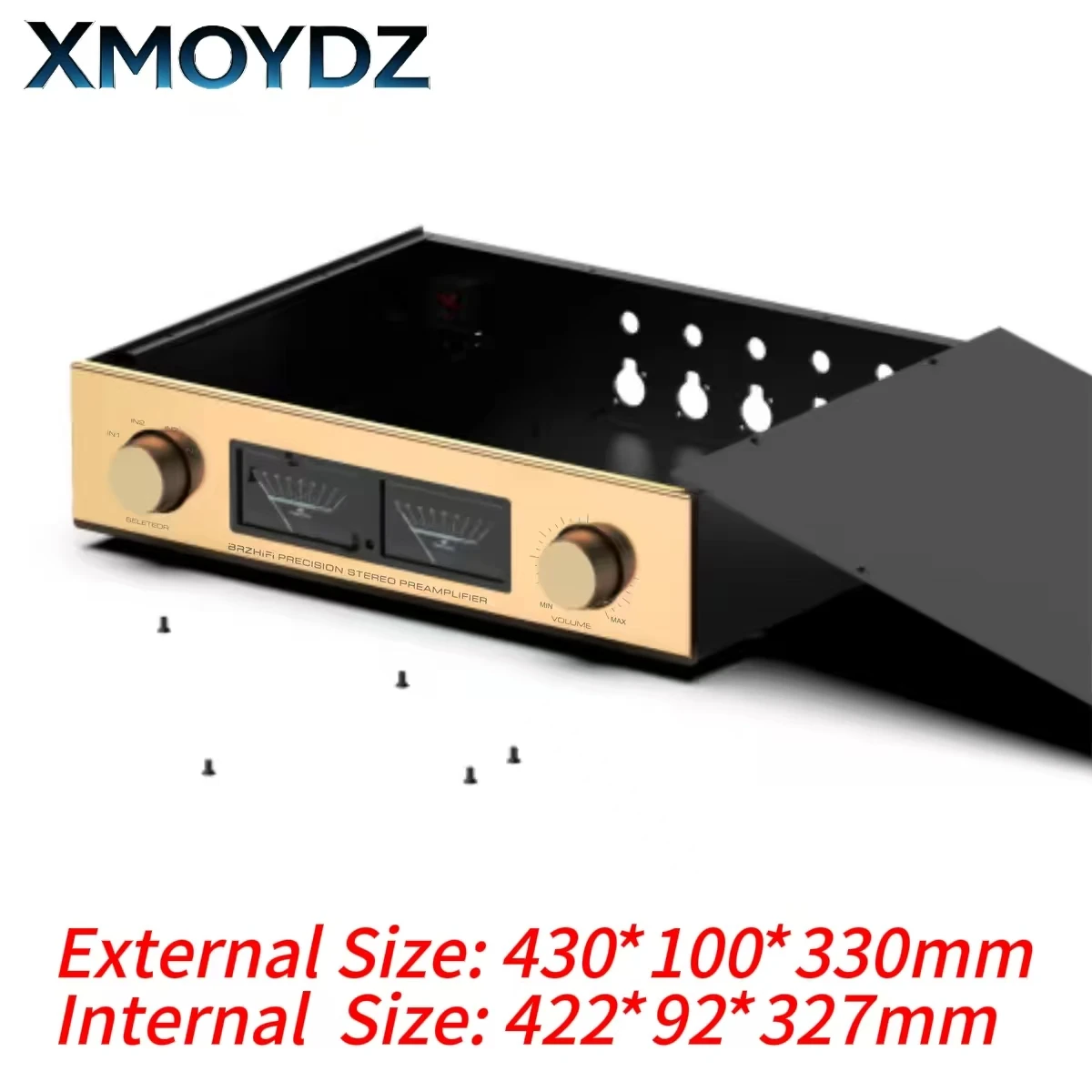 All Anodized Aluminum Preamplifier Chassis 430x100x330mm VU Meter HiFi Audiophile DIY Home Audio Power Amp Enclosure Case Shell