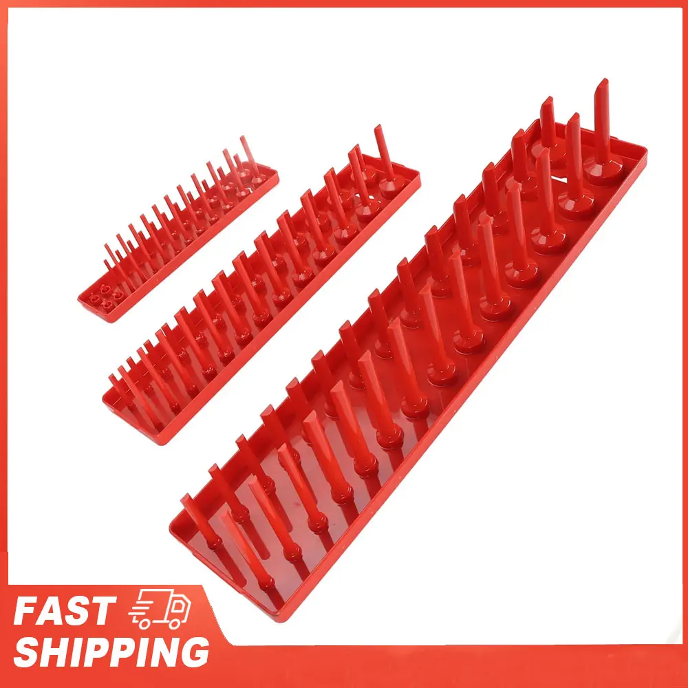 

3PCS Set Drive Socket Holder Red Color Multifunctional High Stick Socket Organizer Tray Drive Socket Holder Socket Storage Tray