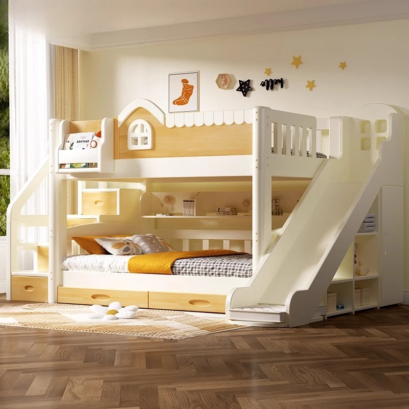 

All solid wood multifunctional Double bed 150x200cm Modern elegant luxury bunk bed minimalist camas de dormitorio furniture