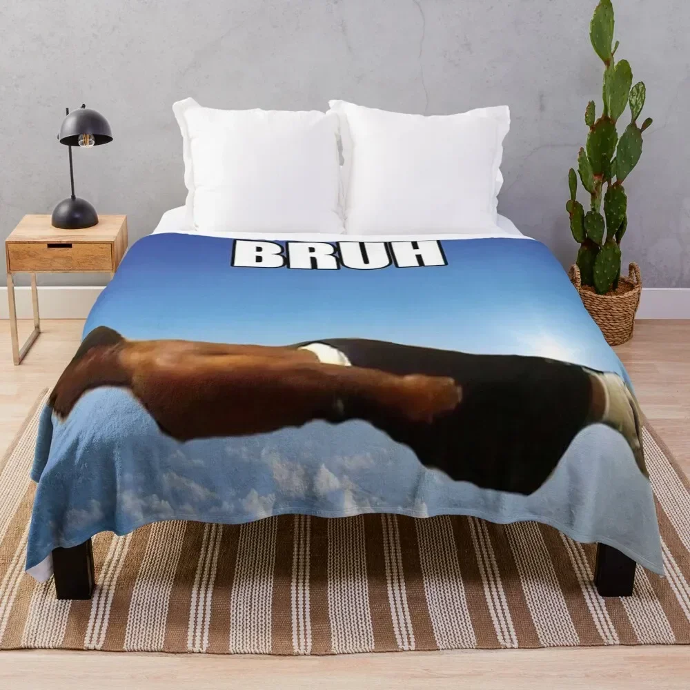 Bruh Flying Meme Throw Blanket Stuffeds Hairys Picnic anime Blankets