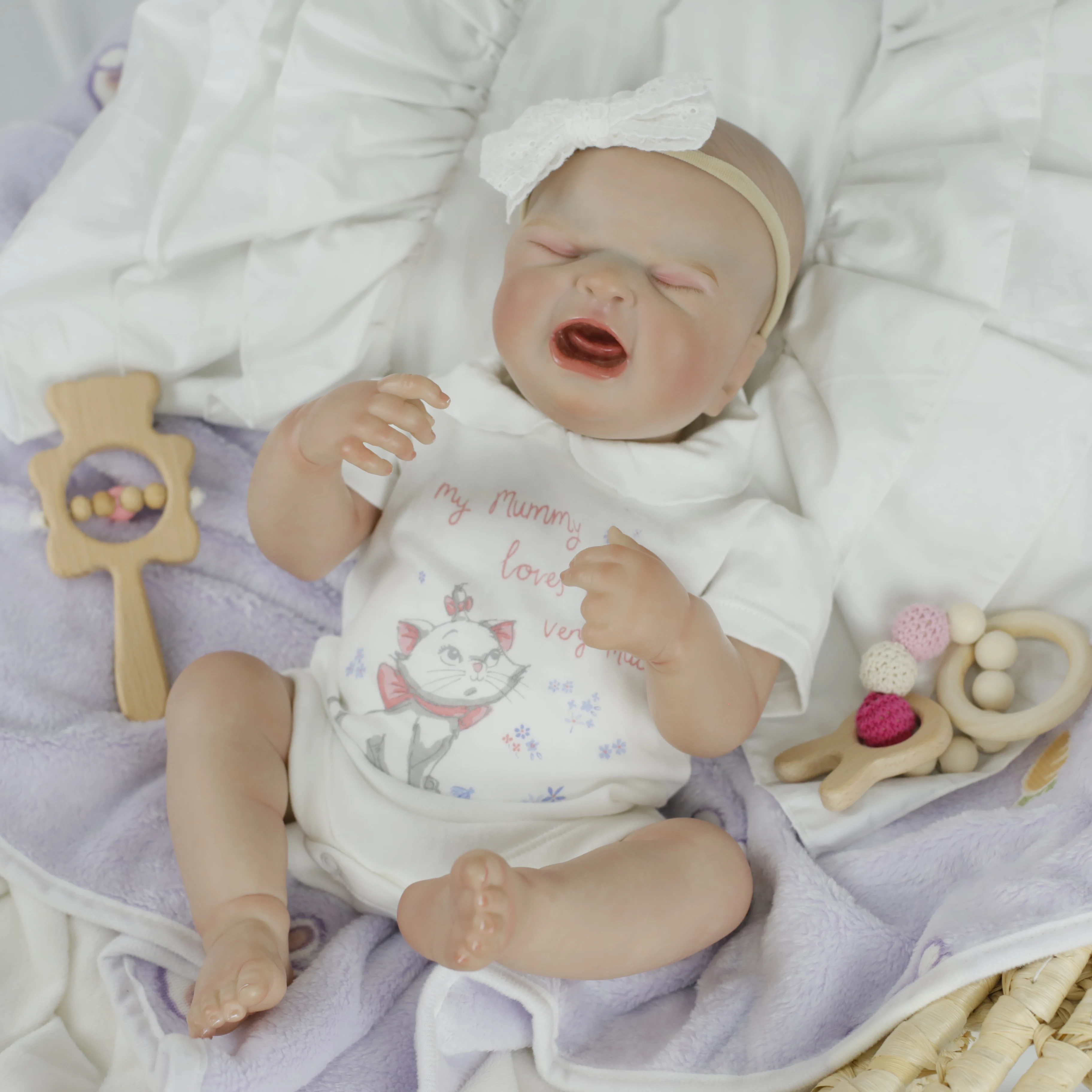 19 بوصة واقعية تولد من جديد دمية تبكي بصوت عال طفلة سيليكون الفينيل قابل للغسل الجسم رسمت باليد الشعر دمية لعبة لهدايا عيد الميلاد