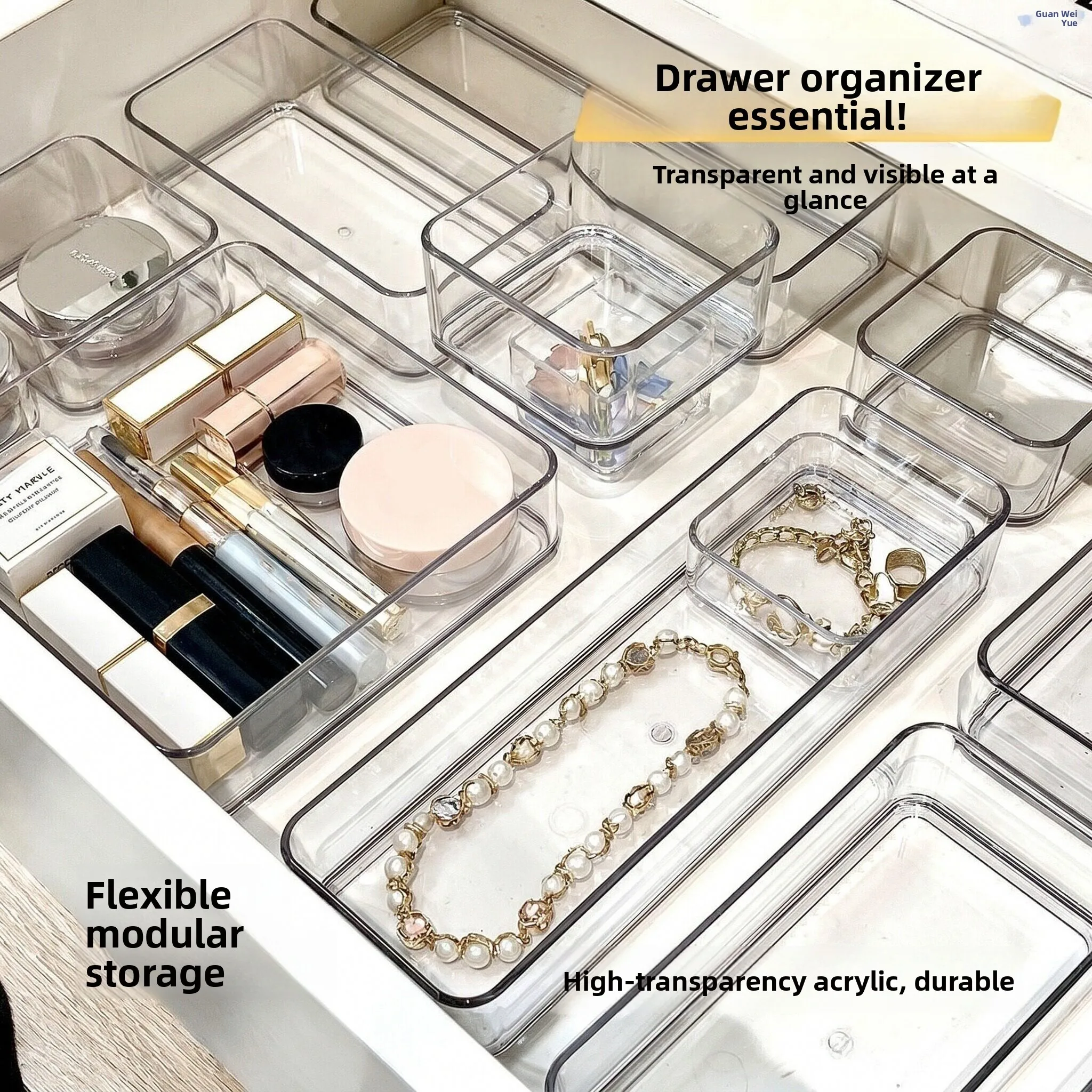 

Acrylic Drawer Dividers Transparent Built-in Organizer Narrow Long Strip Workstation Storage Box Free Combination Grids