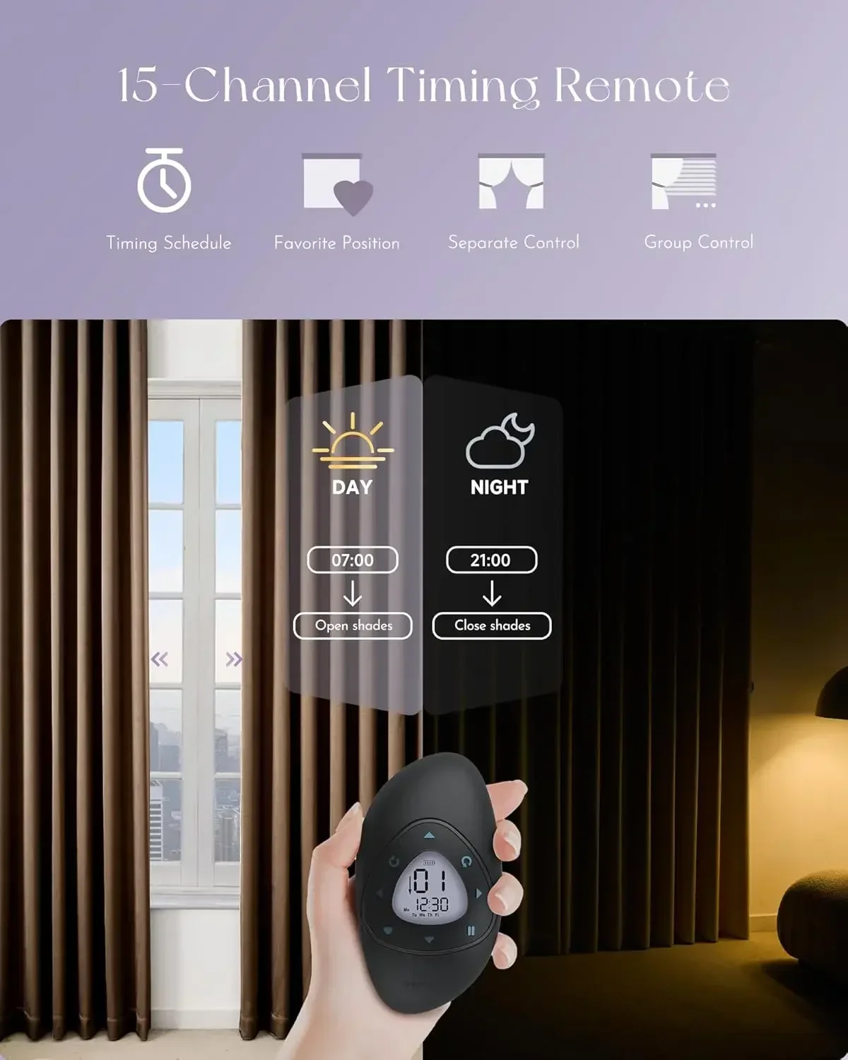 Rechargeable Smart Curtains Compatible with Alexa App Remote Control Motorized Drape for Sliding Door One-Way or Split Draw, Cus
