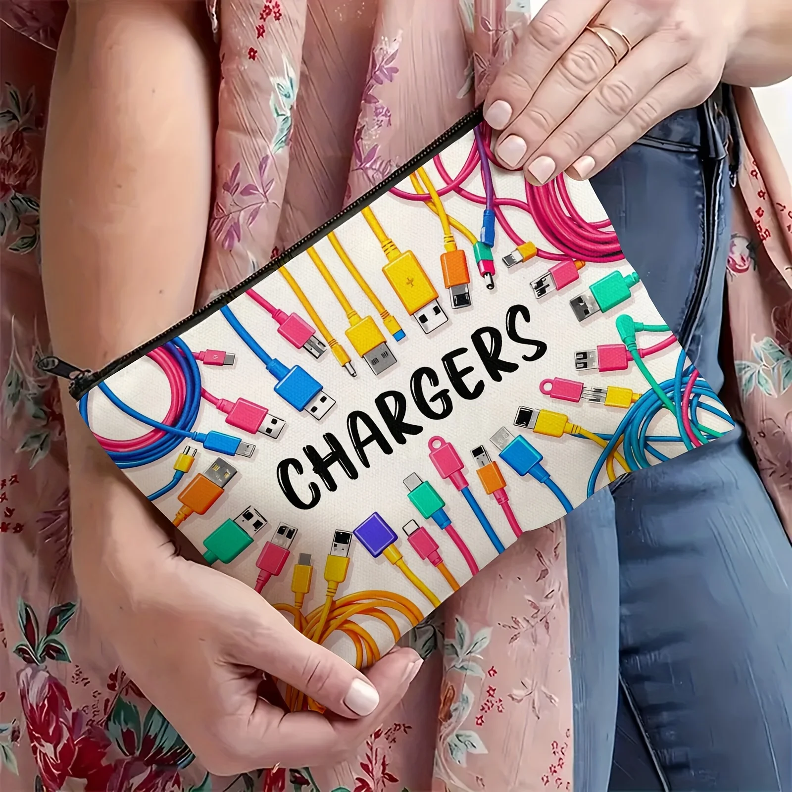 Colorful Cable USB Storage Bag Travel Organizer Zipper Pouch Office Desk Accessories Home Organizer with 