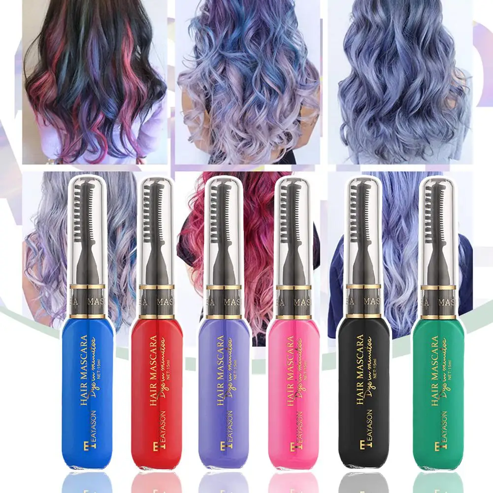 6 Colors Disposable Hair Dye color One-off Hair Coloured Mascara Beauty Non-toxic Tool DIY Purpose Hair Temporary Washable P3H7