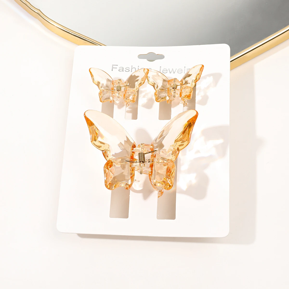 

3Pcs Pink Butterfly Hair Claws Non-Slip Grip for Thick/Thin Hair Cute Transparent Clips for Women & Girls