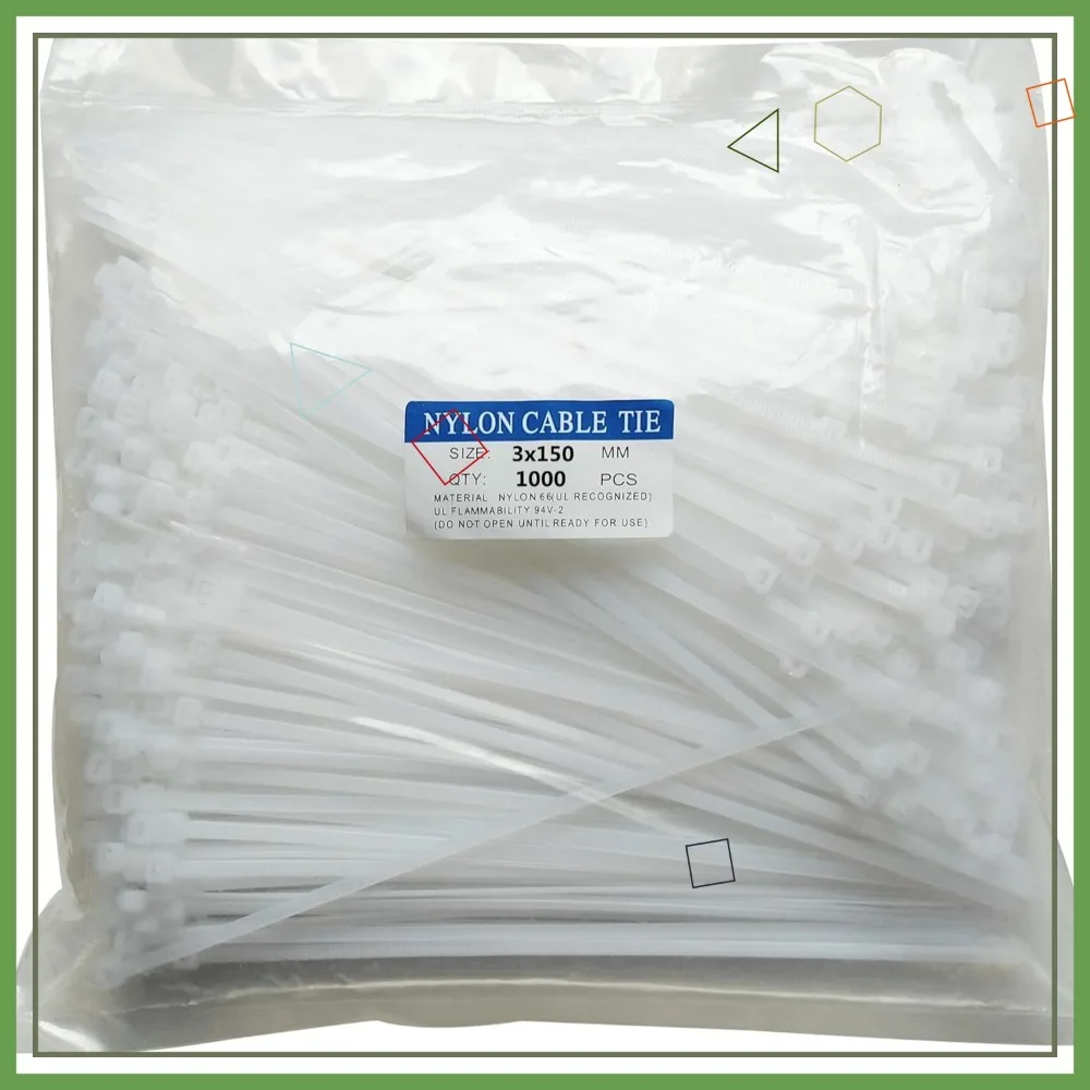 

1000 Pcs 6" Cable Zip Ties, Heavy Duty Nylon Wire Ties, 18 LBS Tensile Strength, UV Resistant White Straps