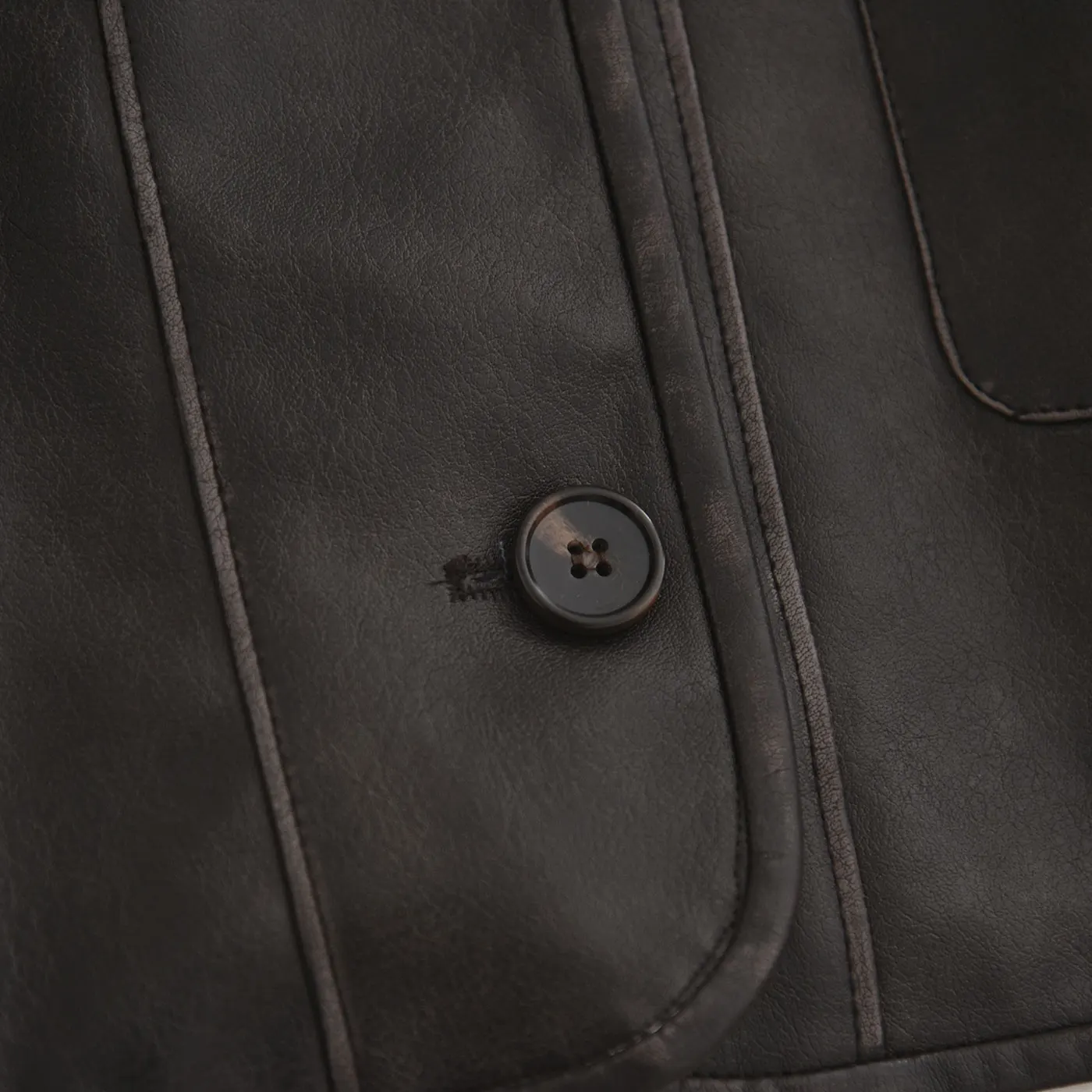 Casual Loose PU Leather Jaet Women's Spring 2026 round Ne Design Slimming Outerwear Faionable Ladies ort Coat