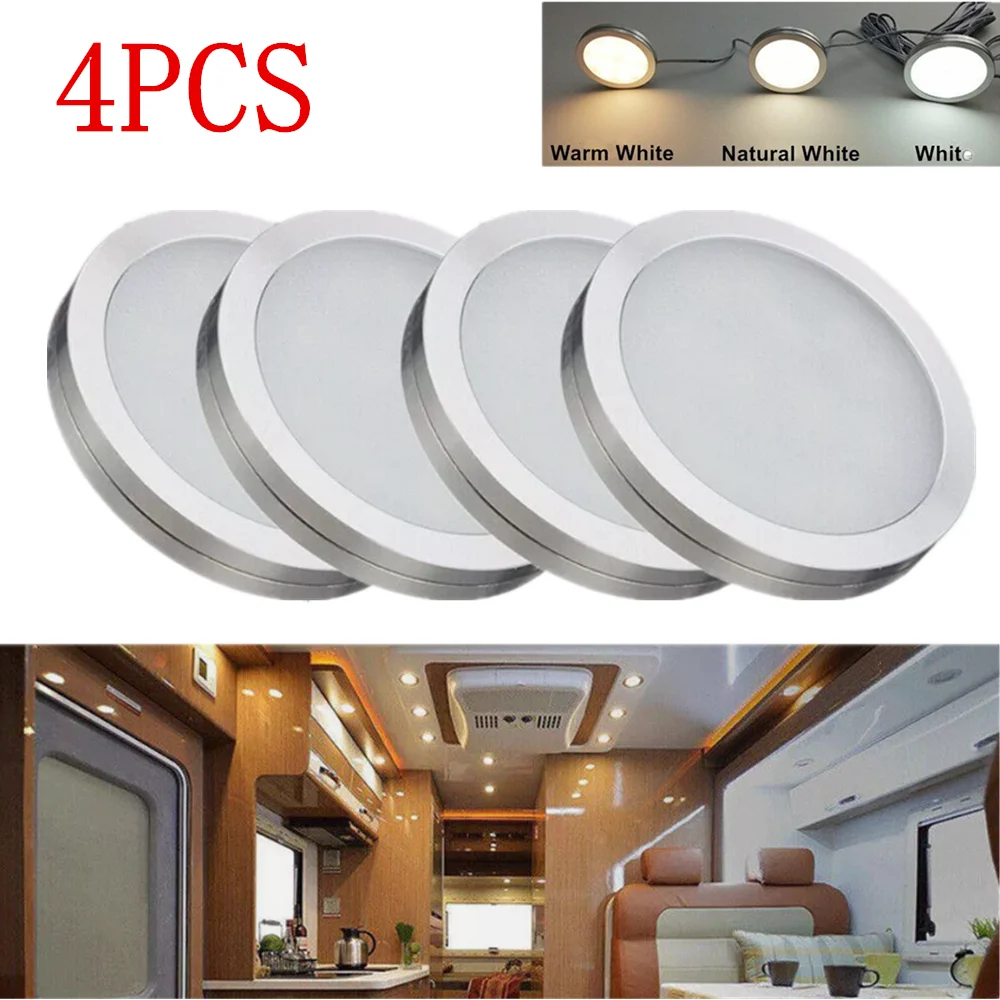 

4PCS Spot LED Downlight Interior Camper Reading Lights RV Trailer Kitchen Round Recessed Lamp LED Spot Ceiling Lighting