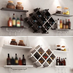 5-Piece Wall-Mounted Beer Rack Black / White Strong Load-Bearing Capacity Wine Rack Eco-Friendly for Bars and Restaurants