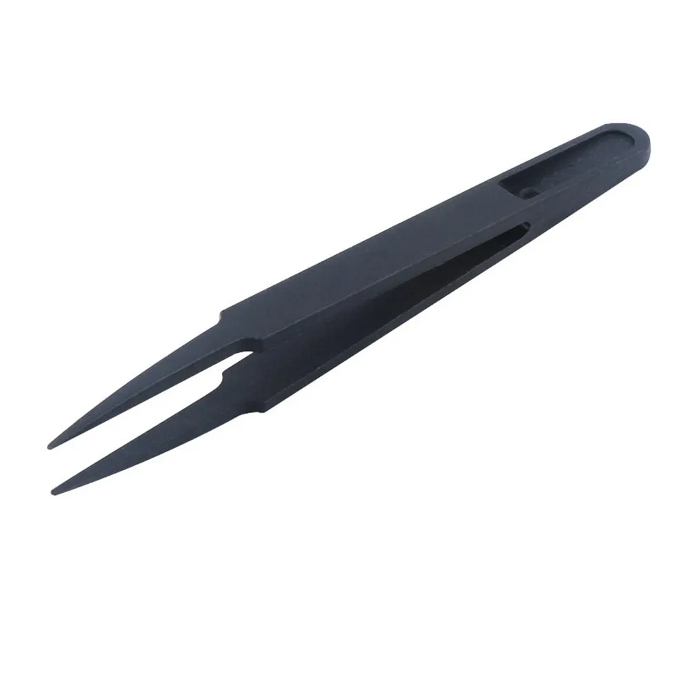 1pc 4.6 inch Black Plastic Anti Static ESD Tweezers with Blunt Tip for Electronics Mobile Phone Repair Tool DIY Crafts