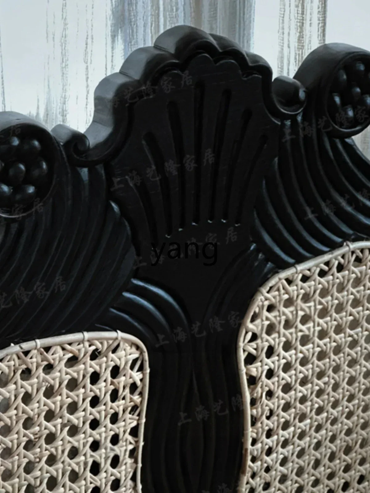 CX  solid wood braided rattan sofa carved old antique double triple combination sofa living room furniture