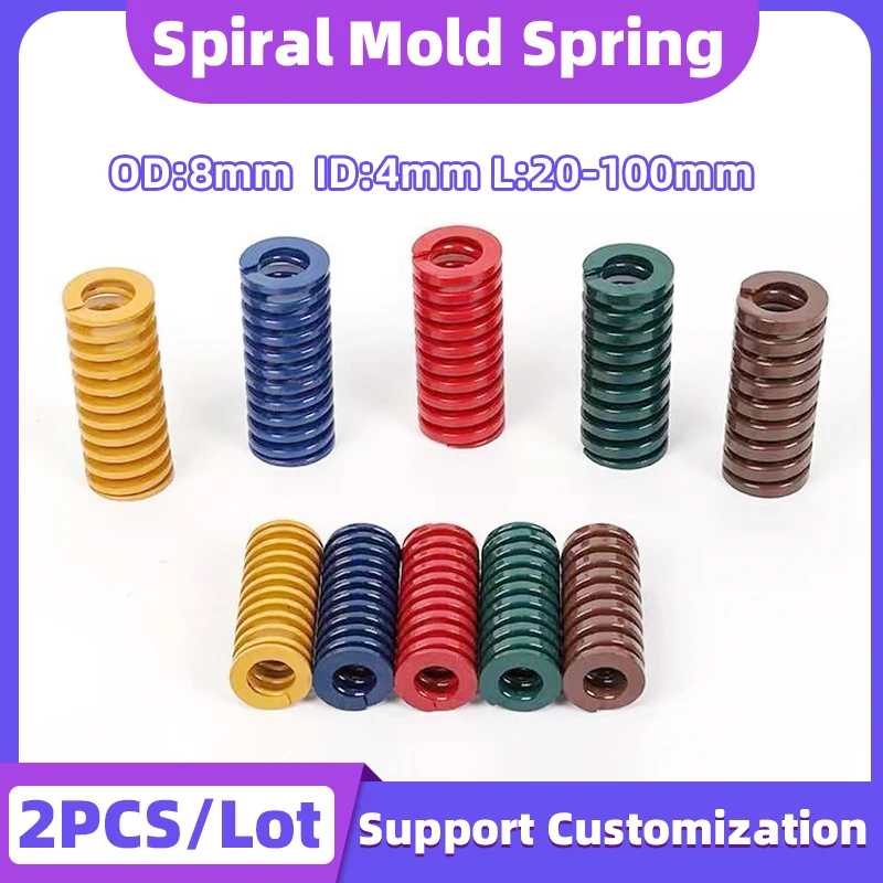 

Creamily 2PCS/Lot Die Spring Compression Spring Loading Mold Springs OD=8mm ID=4mm L=20-100mm Yellow/Blue/Red/Green/Brown