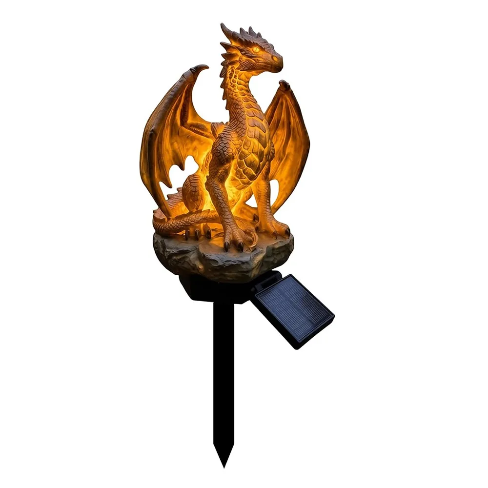 Dragon Shape Solar Garden Light Solar Powered Warm Night Glow Dragon Garden Light Easy Install Weatherproof Solar Stake Light