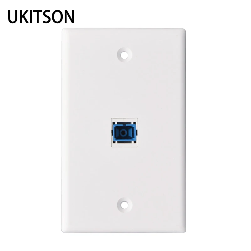 One Port SC Optical UPC Socket Adapter With Standard US Faceplate Panel In White For Optic Fiber Connector Face Cover