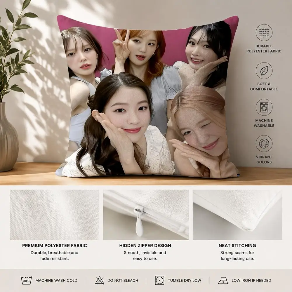 Red V-Velvet Kpop Band Cushion Cover 40x40cm Square Decorative Sofa Cushion Cover Bedroom Living Room Home Decor Gift