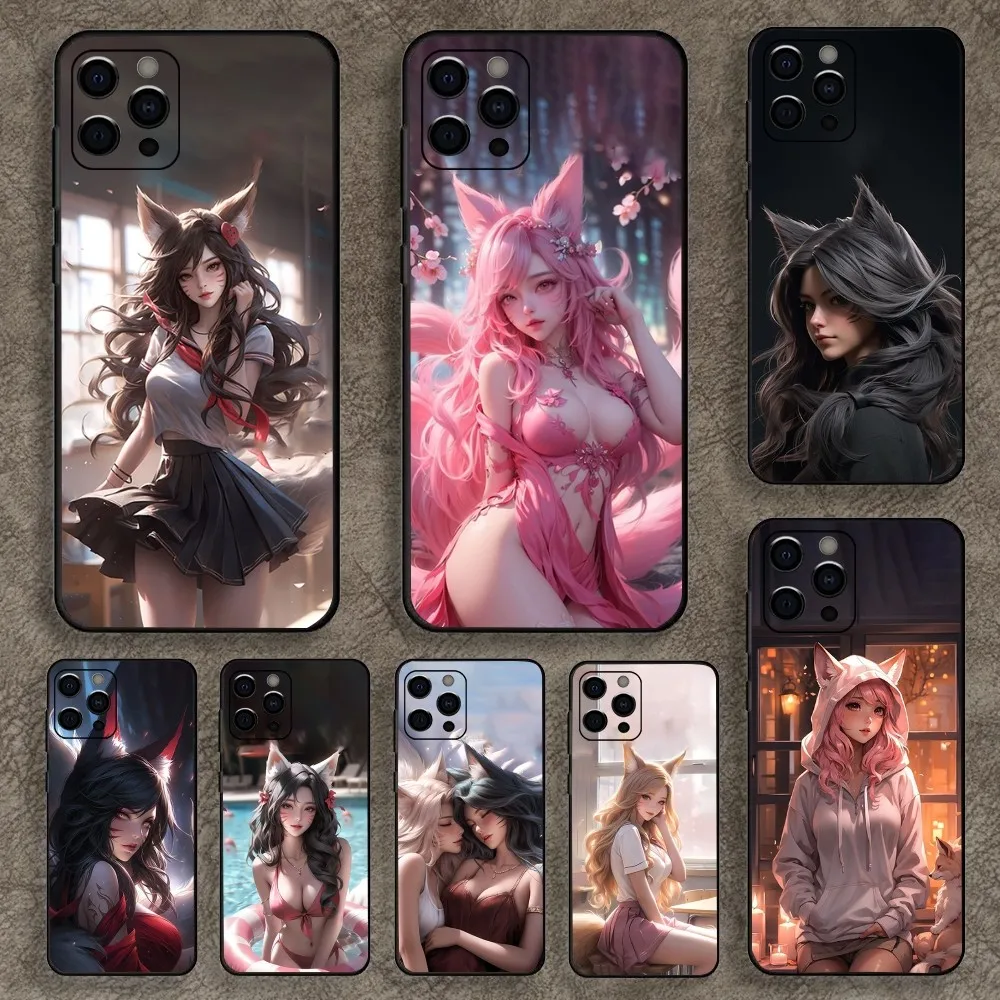 

Game L-LOL Ahri Phone Case For Apple iPhone 15,14,13,12,11,Pro,X,XS,Max,XR,Plus,Mini Soft Black Cover