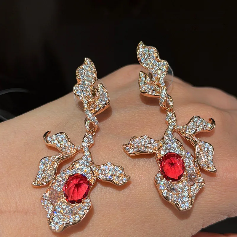 

Long Temperament Fringed Zircon Luxury Elegant Earrings