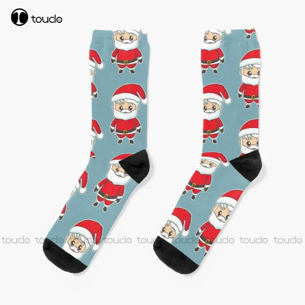 Kawaii Santa Claus  Socks Womens Soccer Socks Christmas Gift Unisex Adult Teen Youth Socks Custom 360° Digital Print Women Men