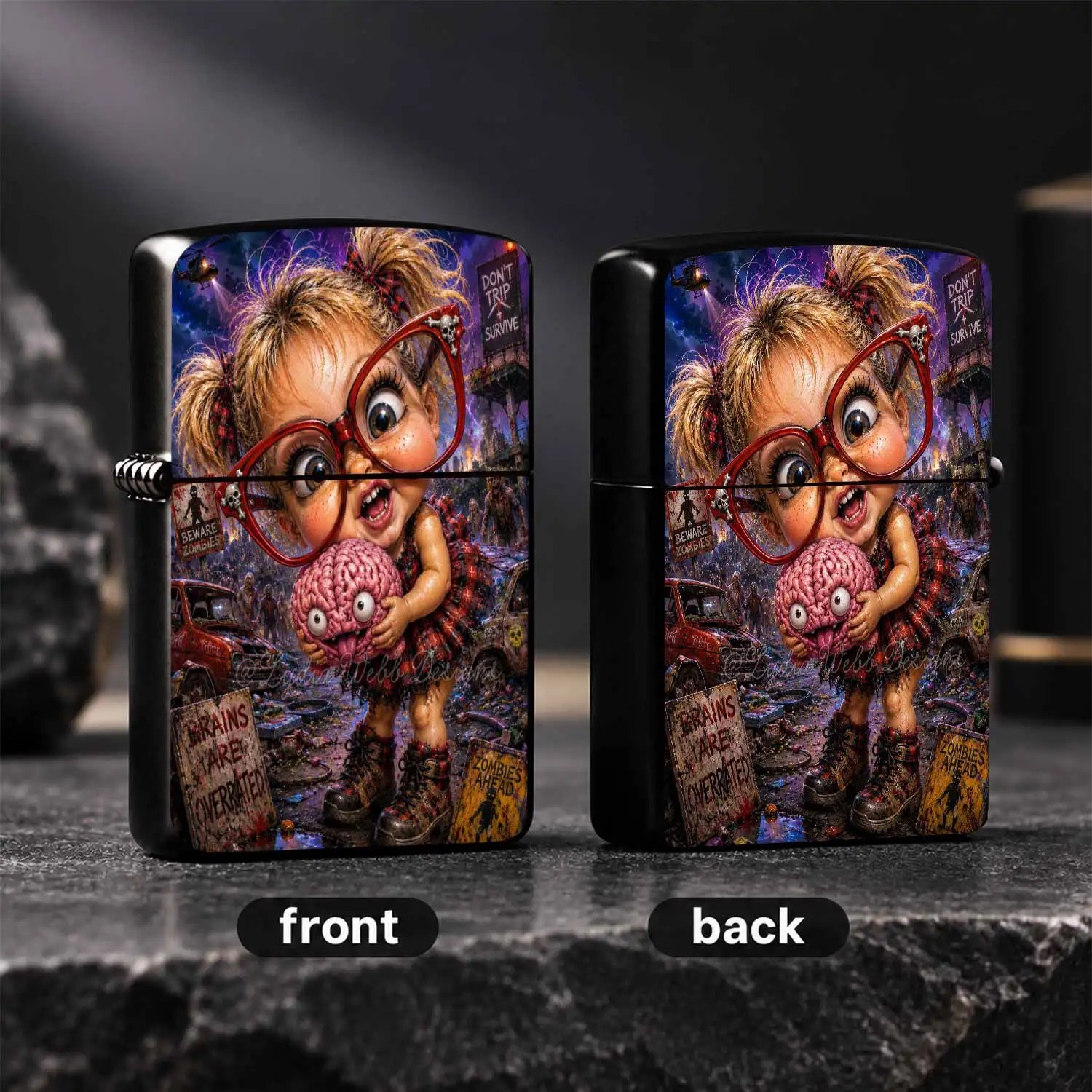 Funny Apocalypse Little Girl Decor Ornament, Creative Zombie Themed Unique Piece, Cool Trendy Novelty Gift for All Scenes, Exquisite Eye Catching Daily Use Portable Adornment  A Humorous And Interesting Lighter