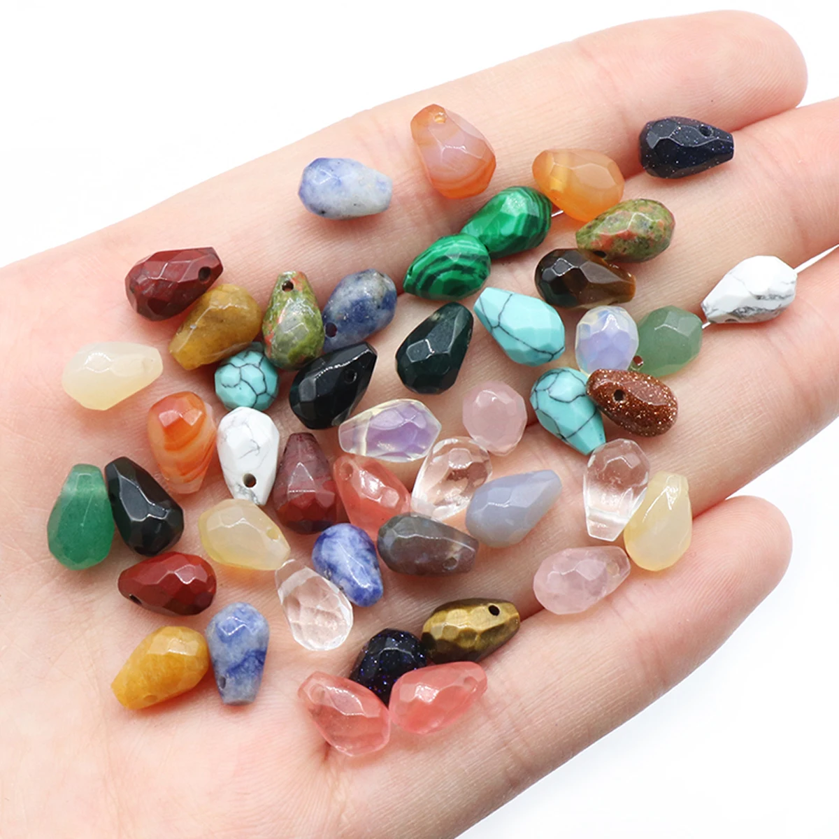 6x9mm 10pcs Natural Stone Crystal Quartz Spacer Beads Teardrop Shape Beads for Jewelry Making DIY Necklace Bracelet Accessories