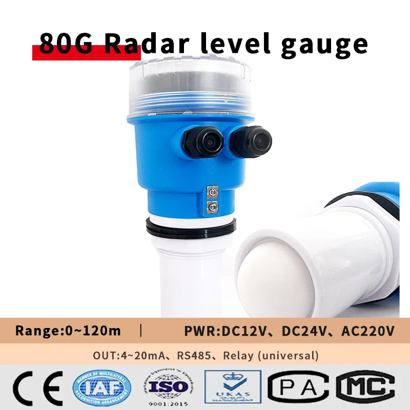 High accuracy 80G FMCW radar level transmitter for solid/ powder/ liquid/salt height tank measnure