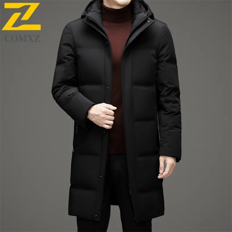 

COMXZ Men Premium Trench Coat Business Style Long Length Turn Down Collar Overcoat Advanced Sense Jacket Outerwear Winter Casual