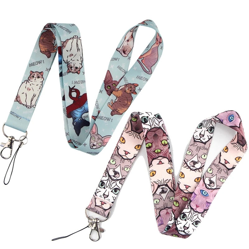 Sphynx cat Lanyards Cool Neck Strap webbings ribbons Phone Keys ID Card Holder Lanyard For Keys DIY Hang Ropes