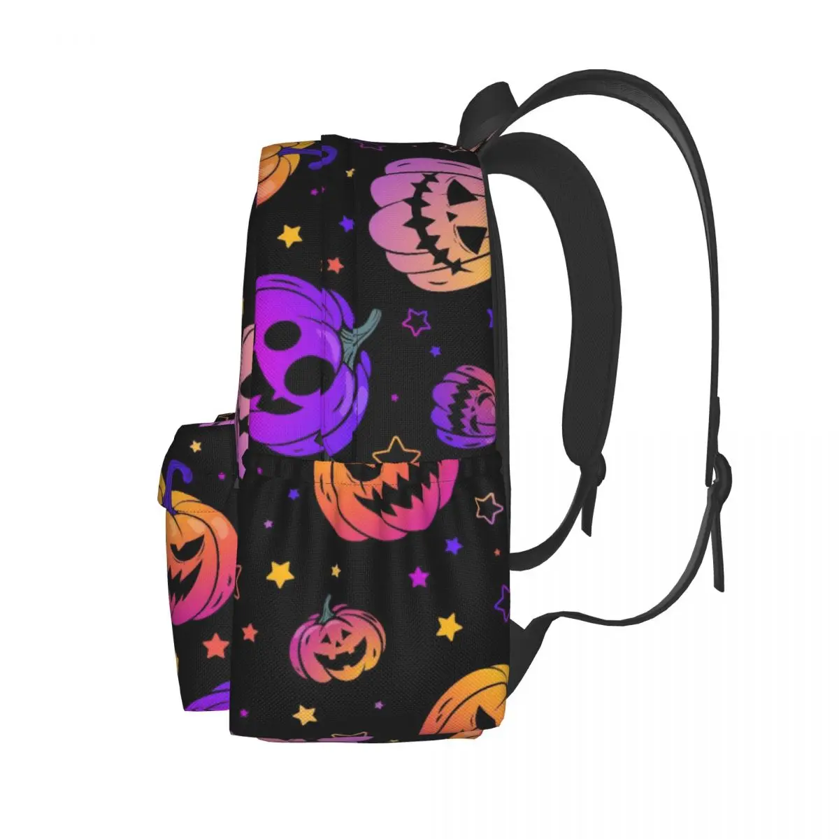 Pumpkin & Stars Pattern Halloween Large Capacity Student Backpack Casual Fashion School Bag Bookbag Travel Rucksack