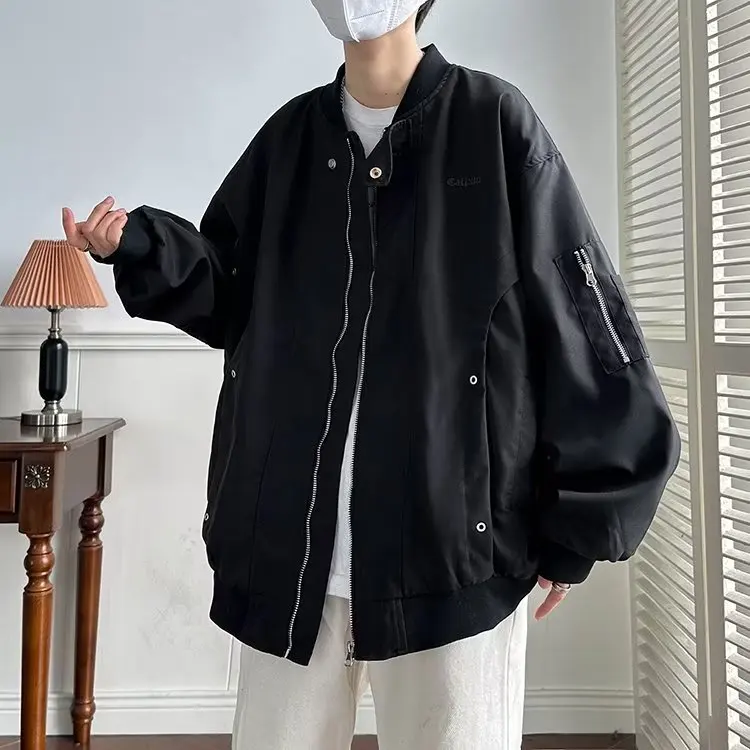 

Loose Men's Pilot Jaet Autumn Winter Street Sle Faion Outerwear Functional Baseball Coat Large Size 250 Pou American...