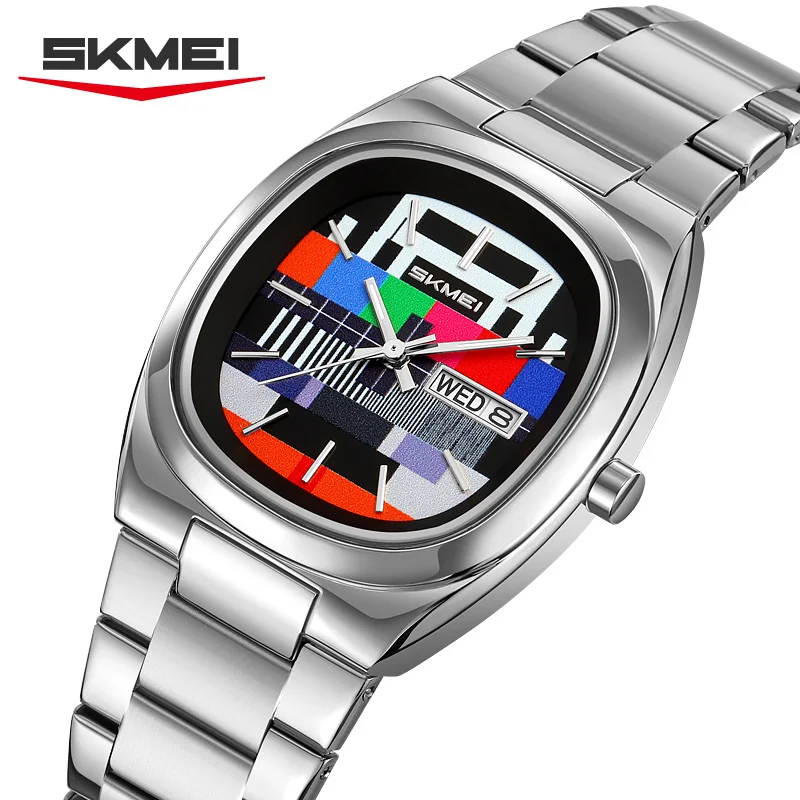 

SKMEI 9375 Fashion Design Retro Quartz Movement Watches Creative Waterproof Week Wristwatch For Men Women Business Sports Watch