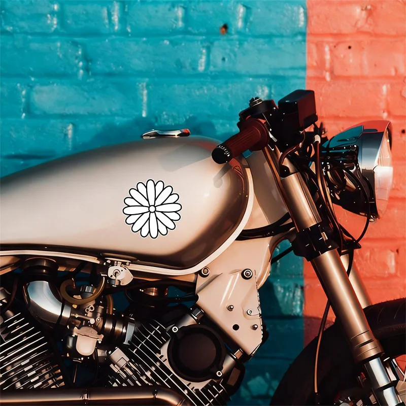 Minimalist Daisy Vinyl Stickers, Fashion Black & White Waterproof Decals for Motorcycle Scooter Helmet Car Decor