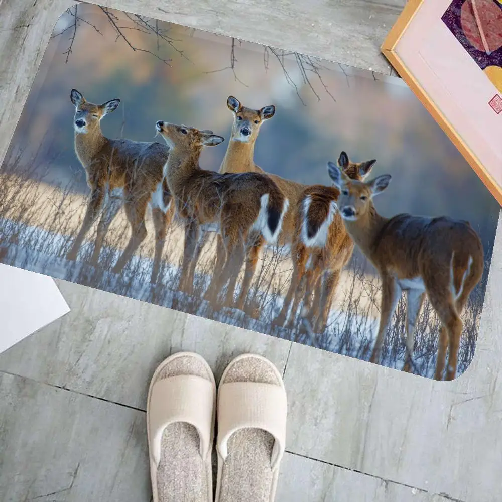 Deer Hunting Floor Mat Door Mat Washable Non-Slip Living Room Sofa Chairs Area Mat Kitchen Doormat Area Rug