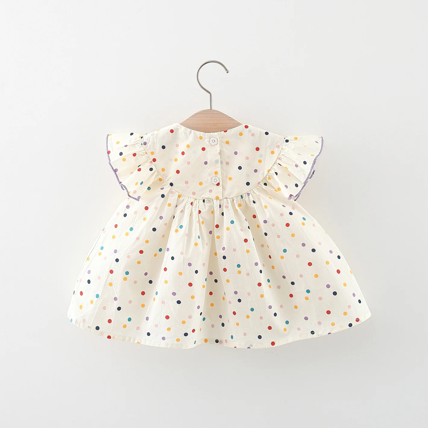 Summer New Baby Girl Dress Colorful Polka Dot Embroidered Flowers Cotton Children Clothes 0 to 3 Years Old