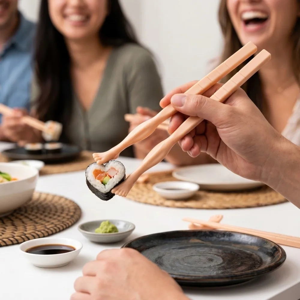 3D Printing Foot Shape Chopsticks Non-Slip Reusable Novelty Eating Chopsticks Multi-functional Unique Funny Food Sticks