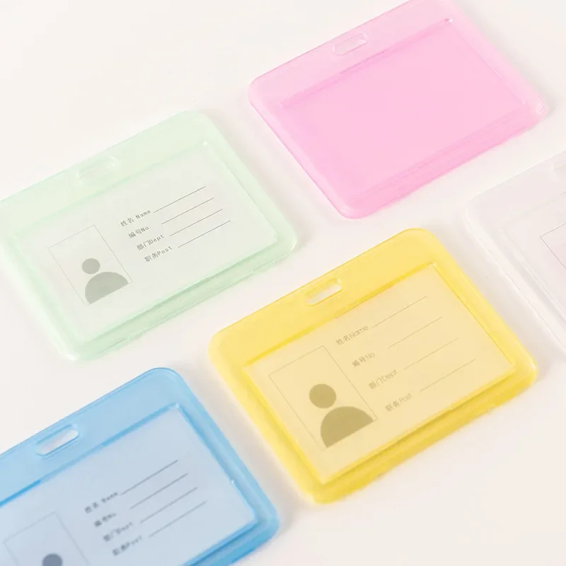 2pcs Transparent Working Permit Case Pass Work Card Cover Sleeve Badge Holder PP Plastic ID Tag Horizontal Vertical Available