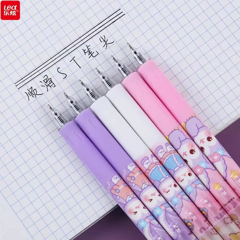 60 Pcs Pushing Cute Rabbit Gel Pen High Beauty Student Quick Dry Neutral Water Pens Black Brush Question Stationery