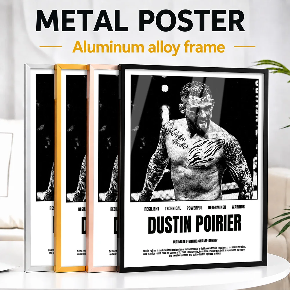 Dustin Poirier MMA Framed Aluminum Metal Poster Personalized Photographic Wall Art For Home Gym And Dojo, Martial Artist Gift