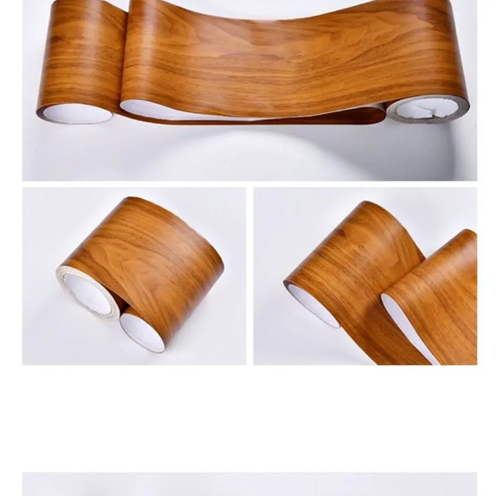 Decorative Wood Effect Wall Border Sticker Self Adhesive Skirting Trim Wallpaper Waterproof Furniture Finishing