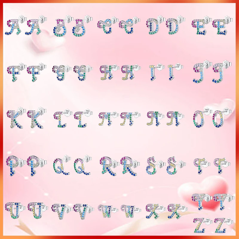 

Серьги-гвоздики с буквой A-Z, стерлинговое серебро 925 пробы, бабочка, стрекоза, цветок, серьги-гвоздики для женщин, CZ, кубический циркон, ювелирные изделия, подарок