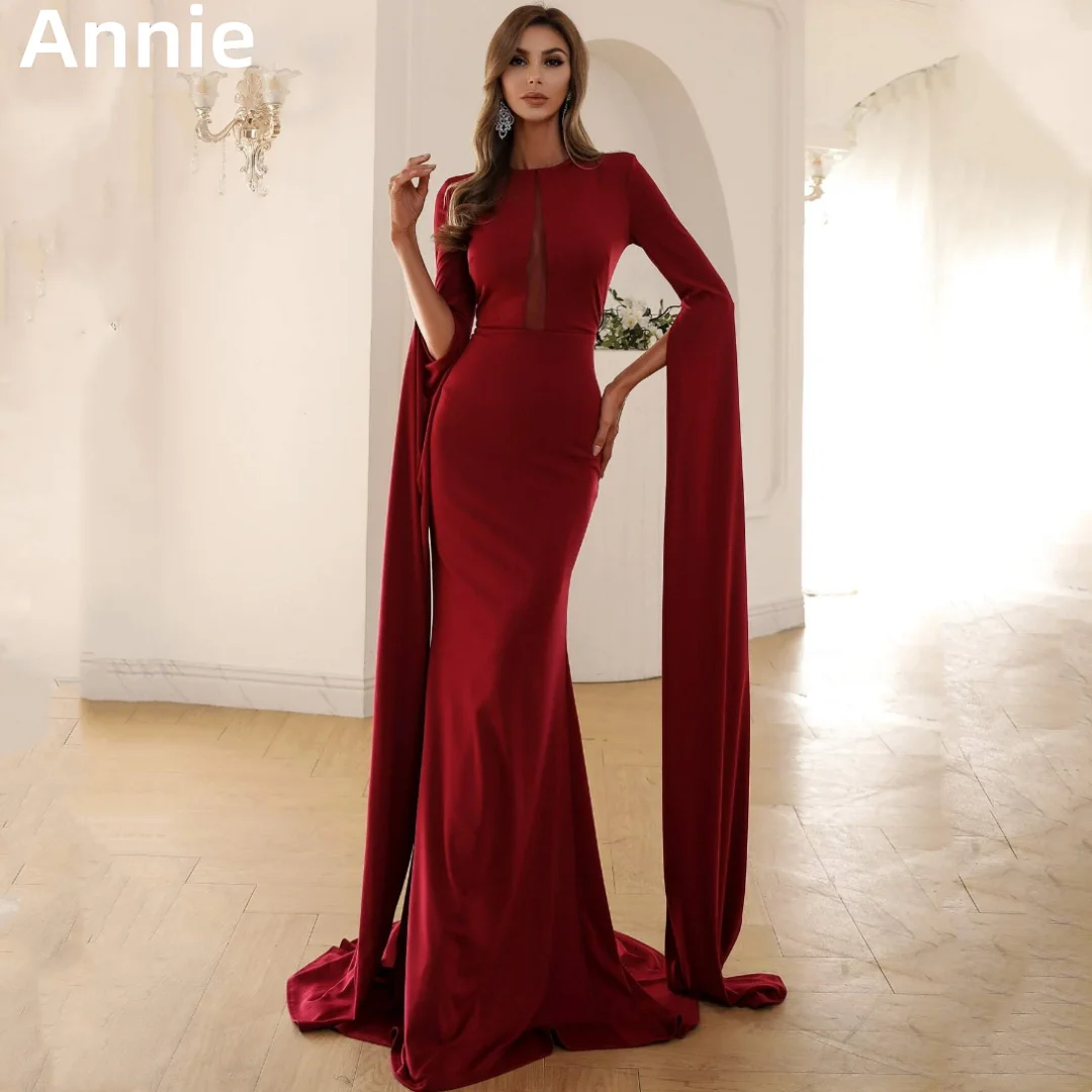 

Annie Burgundy Elegant Lady Prom Dresses Dubai Arabian Luxury Evening Dresses فساتين السهرة Formal Occasions Wedding Party Dress