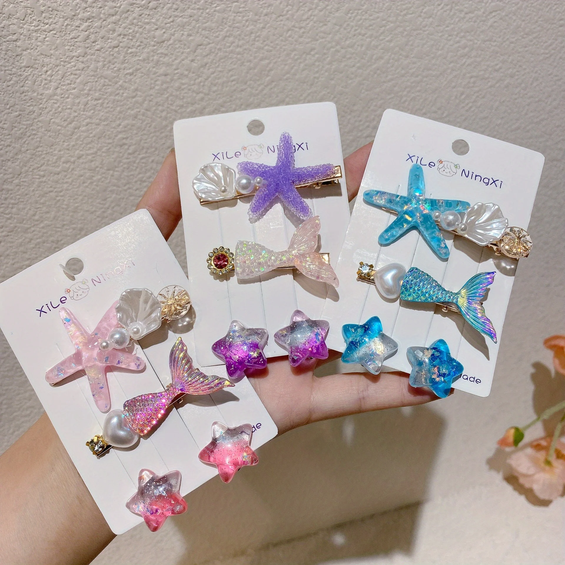 

Mermaid Hair Clips Set - Iridescent Seashell & Pearl Hairpins for Girls, Ocean Themed Hair Accessories