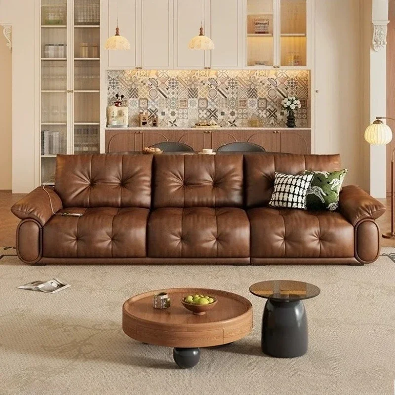 Couch Couch Armchair Comfortable Lazy Couchs Furniture Luxury Modern Oil Wax Straight Row Leather Sofa Living Room Sofas And Seating - Aliexpress Deal