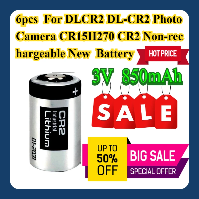 

6pcs For DLCR2 DL-CR2 Photo Camera CR15H270 CR2 Non-rechargeable New 3V Battery