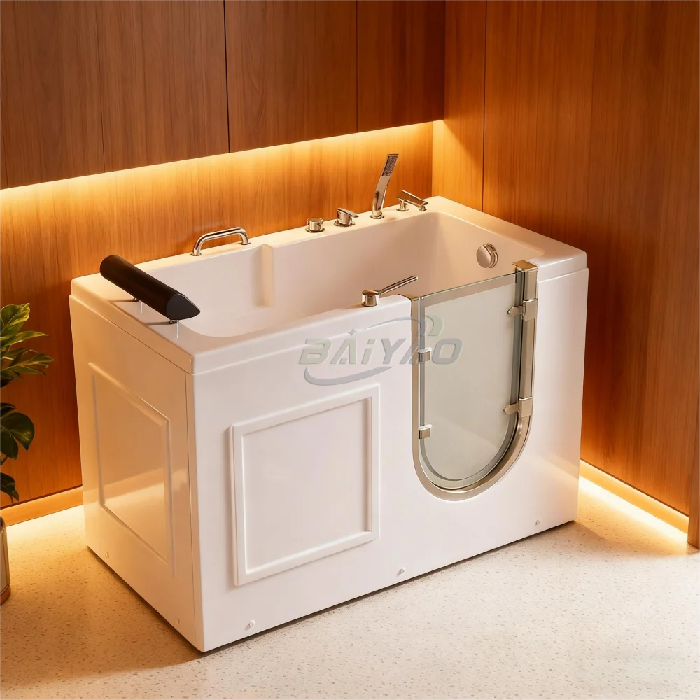 

Luxury Portable Indoor Walk-In Acrylic Massage Bathtub With Easy-Access Door Powerful Jets LED Lighting Digital Control Panel